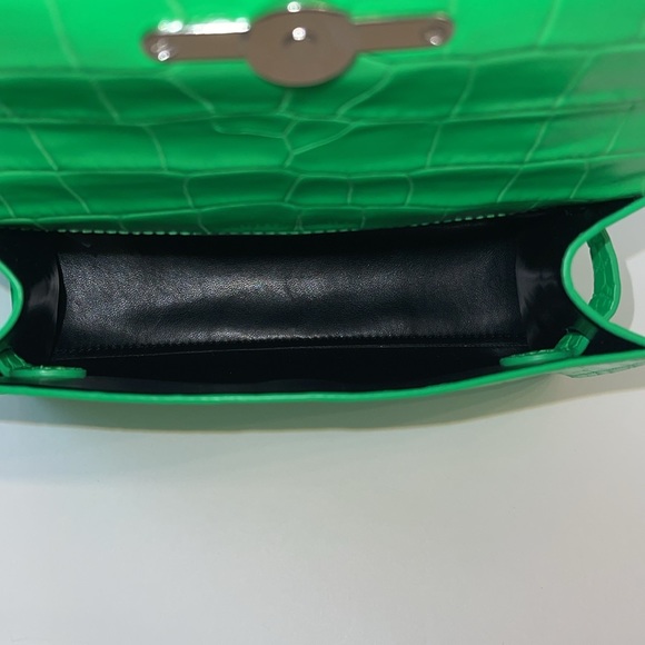 Rebecca Minkoff Croc Embossed Leather Crossbody Bag Neon Green NWT - Picture 11 of 17